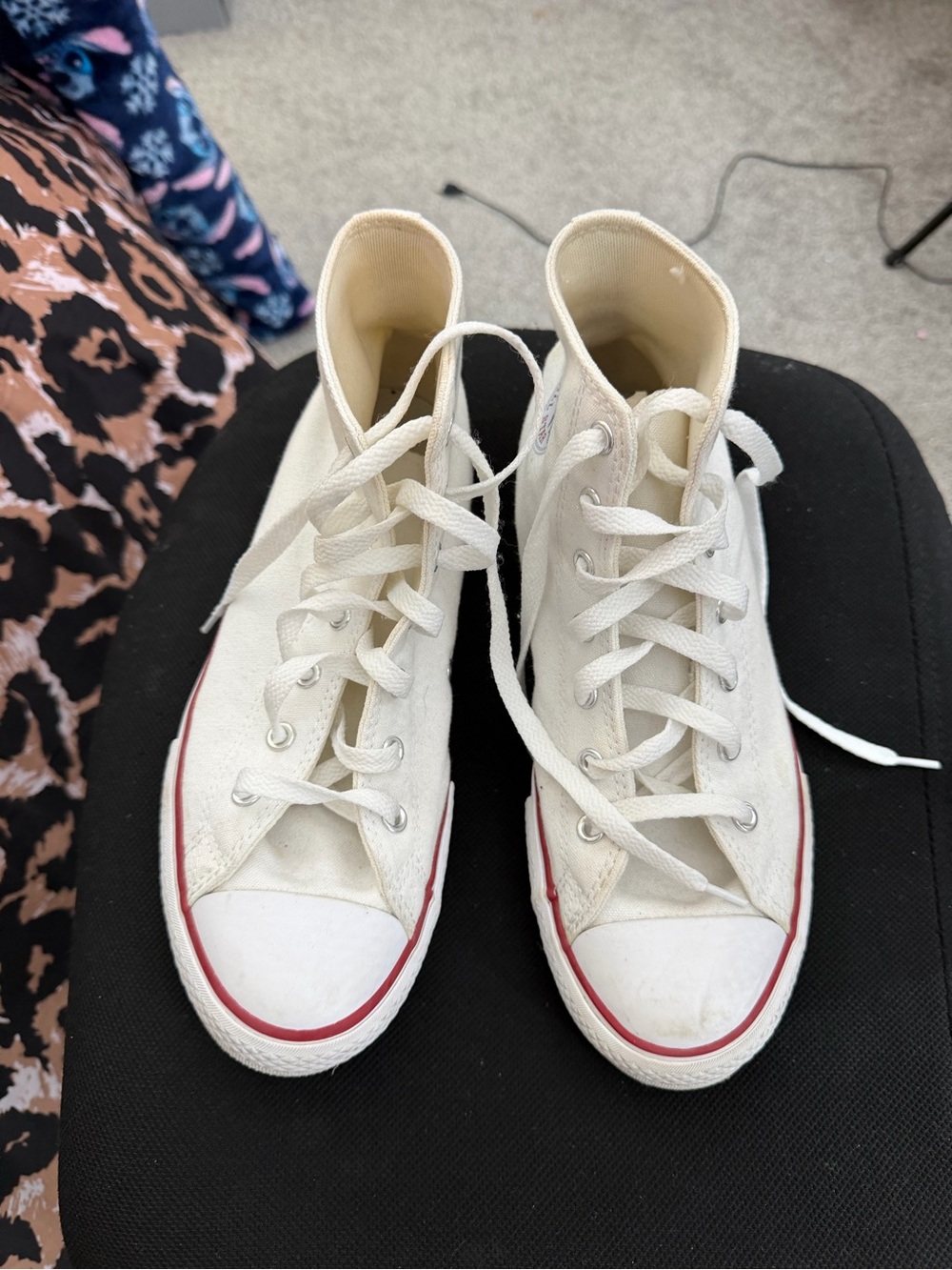 Converse White High-Top Sneakers with Red Accent